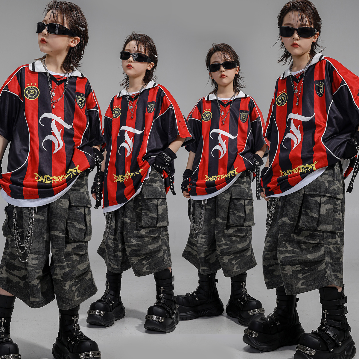 少儿HIPHOP迷彩架子鼓团舞演出服