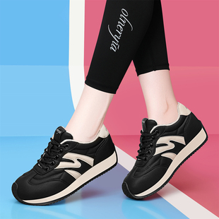 厚底阿甘鞋女2025春季新款加绒春秋土黄小个子增高小码运动老爹鞋