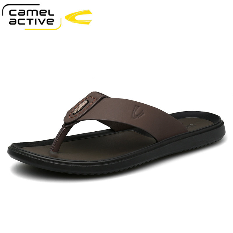 德国骆驼动感拖鞋男夏季外穿真皮凉鞋高级感夹趾夹脚防滑耐磨拖鞋