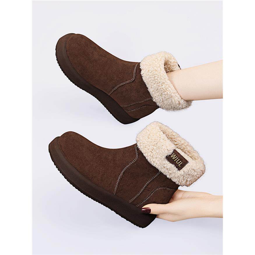 复古两穿厚底毛毛雪地靴