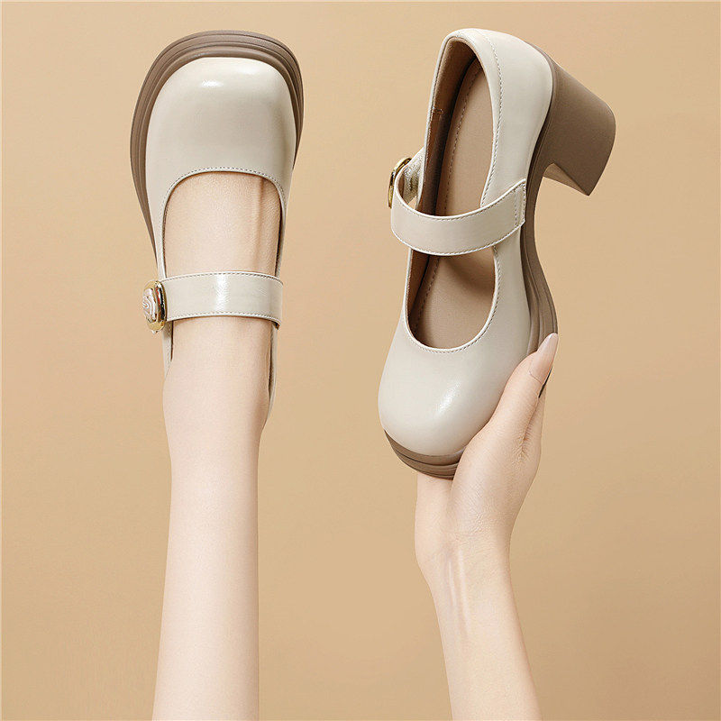 法式玛丽珍鞋高跟鞋女鞋2026新款粗跟皮鞋气质高级不累脚通勤单鞋