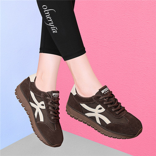 真皮复古棕色德训鞋女款