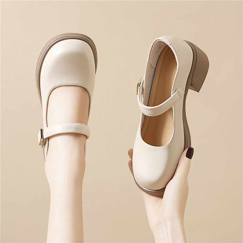 玛丽珍女鞋子2026新款春季粗跟高跟鞋配裙子小皮鞋仙女温柔风单鞋