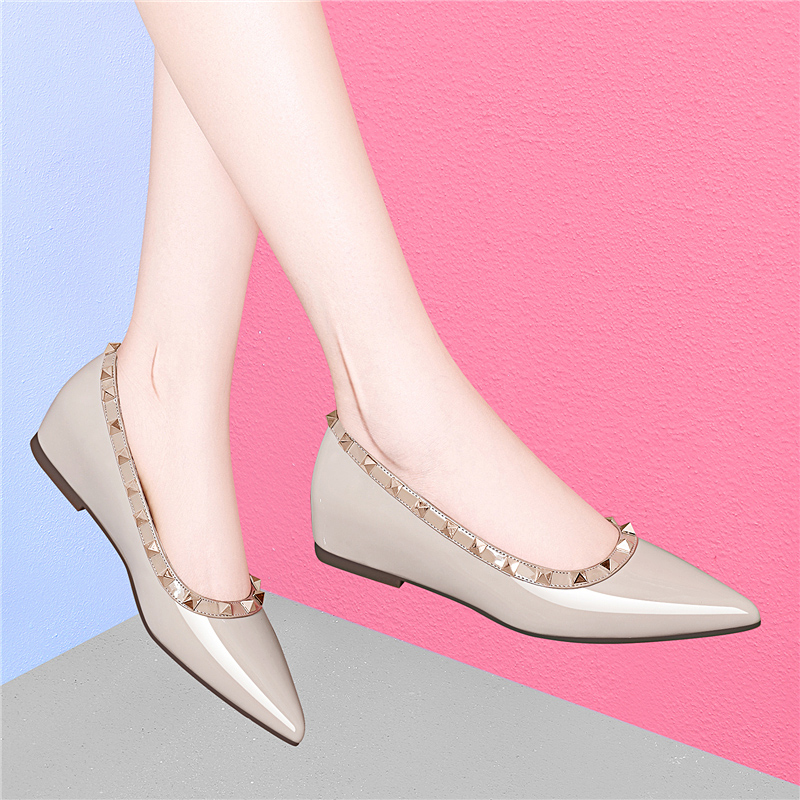法式尖头平底铆钉单鞋女2