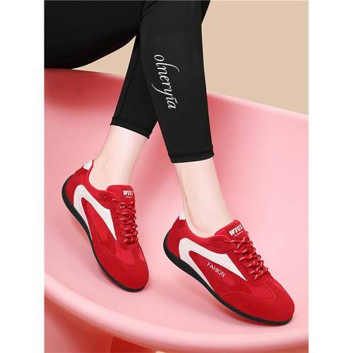 红色德训阿甘鞋女2025新