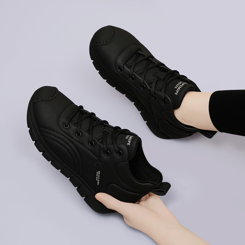 全黑色休闲鞋子女2025新
