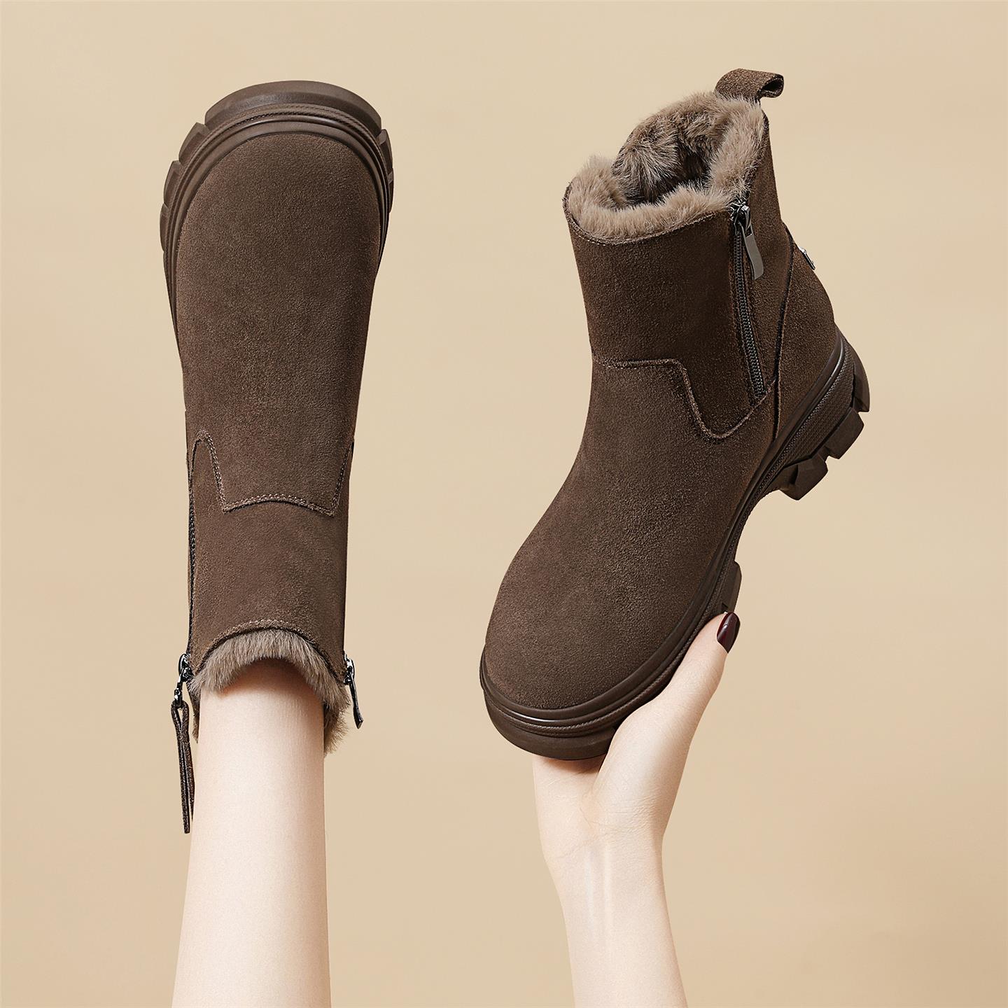 真皮雪地靴女2025新款冬