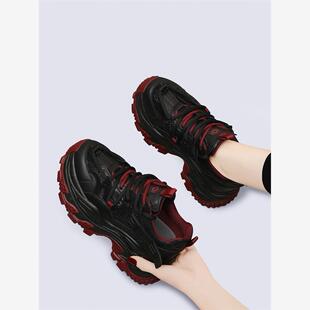 厚底小个子增高女鞋2025新款春秋冬季加绒老爹鞋软底轻便休闲运动