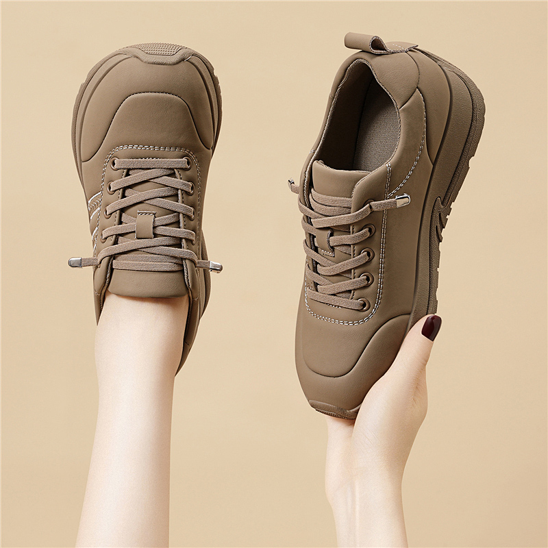 女鞋全黑色运动春秋皮面