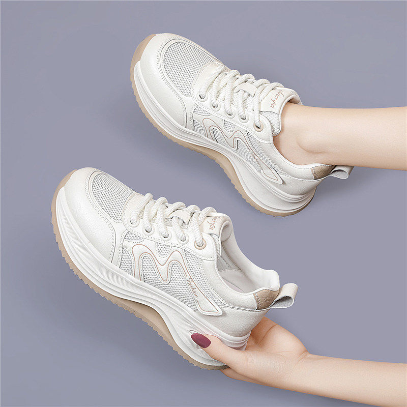 厚底老爹鞋女款2026新款夏季薄款透气增高运动休闲鞋显脚小白鞋子