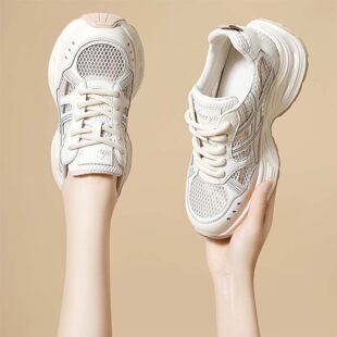 白色老爹鞋女2026新款今年流行爆款夏季网鞋女网面透气厚底运动鞋