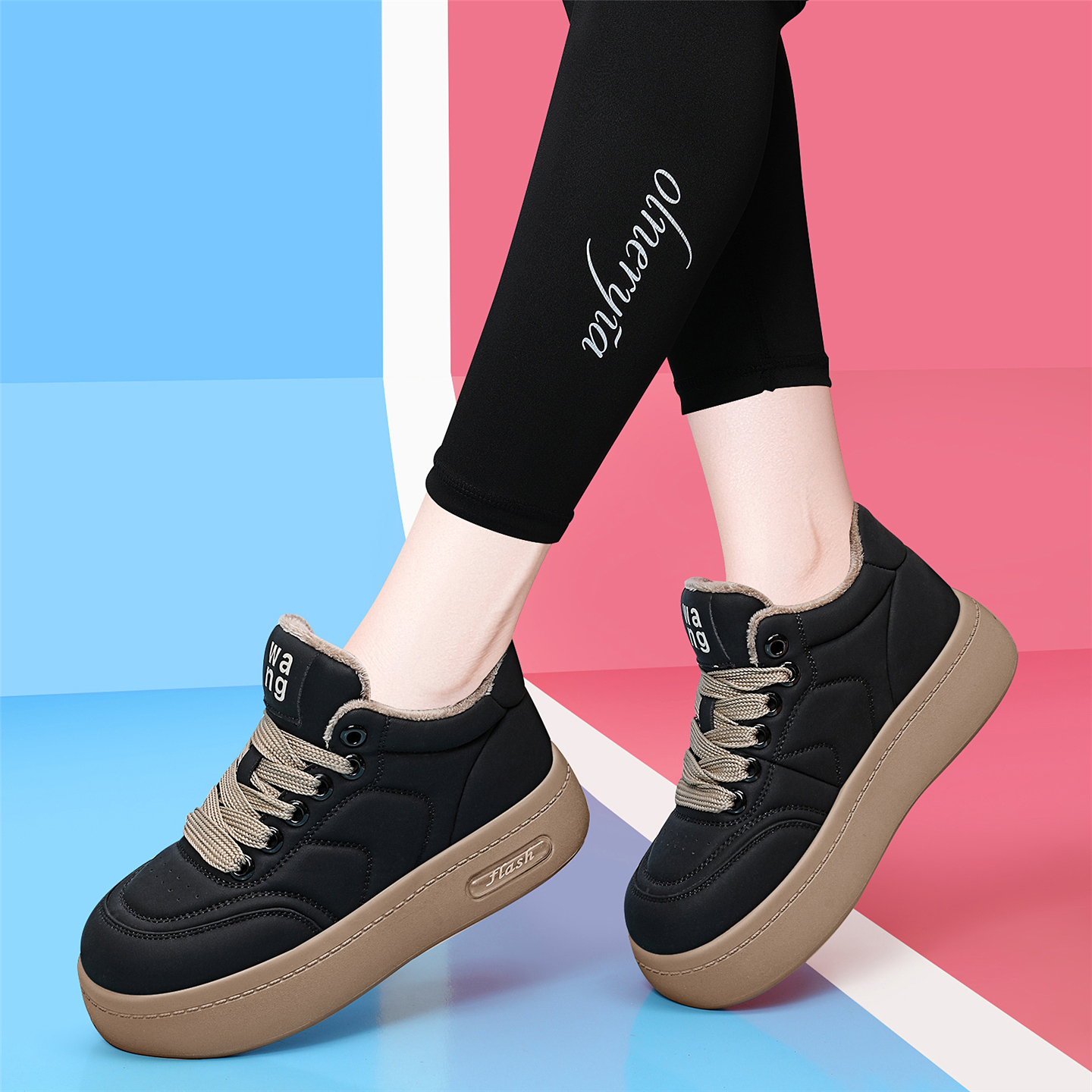 爆款百搭厚底小白鞋女秋