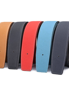 两头尖超薄H不带头皮带男黑色头层牛皮3.8 3.2真皮无头带身裤腰带