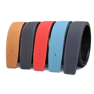 两头尖超薄H不带头皮带男黑色头层牛皮3.8 腰带 3.2真皮无头带身裤