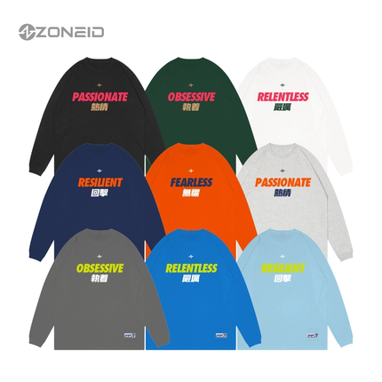 ZONEiD 新款针织男子运动定制长袖训练比赛圆领美式透气运动短袖