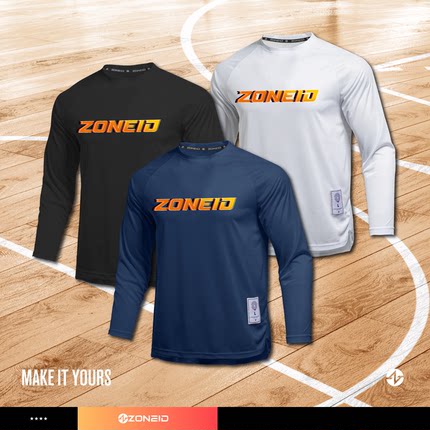 ZONEID 2023定制款速干针织运动长袖T桖吸汗透气专业加大跑篮服