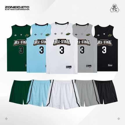 ZONEiD 新款多色定制篮球服套装男子比赛训练宽松透气印字球衣