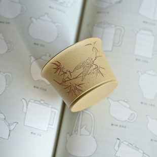 本山绿泥主人杯85ml宜兴丁蜀原矿手工紫砂杯子茶杯手工刻绘