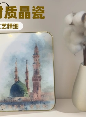 跨境中东产品20*25cm晶瓷画桌面摆件装饰画中东文化伴手礼