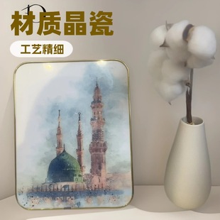 跨境中东产品20*25cm晶瓷画桌面摆件装饰画中东文化伴手礼