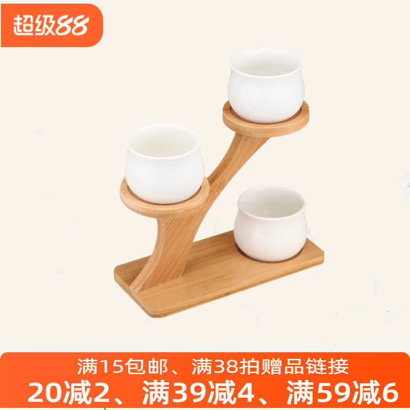 金牌卖家白瓷三层树梢木盒小花盆