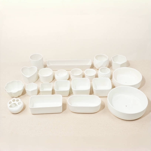 多肉植物大长方长条圆白色陶瓷组合托盘小花盆 春节正常发货 包邮