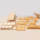 花盆大小圆形长方形日式 包邮 烧烤餐饮商用茶杯DIY白胚竹托盘底垫