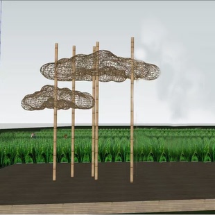不锈钢镂空云朵雕塑乡村景观铁艺编织工艺品摆件户外园林装饰美陈
