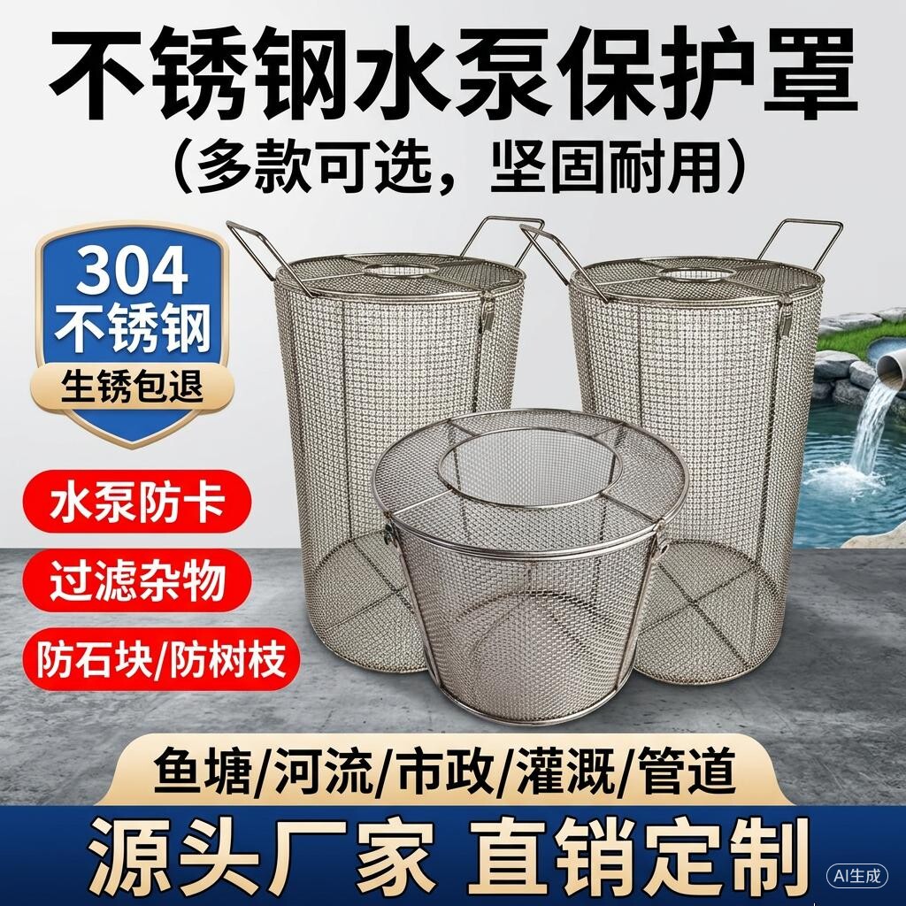 全304污水泵防护罩潜水泵笼水泵罩子鱼池塘泵过滤特殊规格可定做