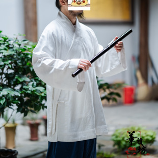 华韵坊【定制】人纹麻 夏季 春秋季 短褂 传统三宝领 道袍