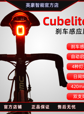 英豪自行车智能感应刹车尾灯夜骑山地公路车安全警示灯cubeliteII