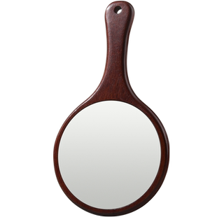 化妆镜美容院专用镜子手拿手持镜木质手柄镜大号梳妆镜便携小镜子