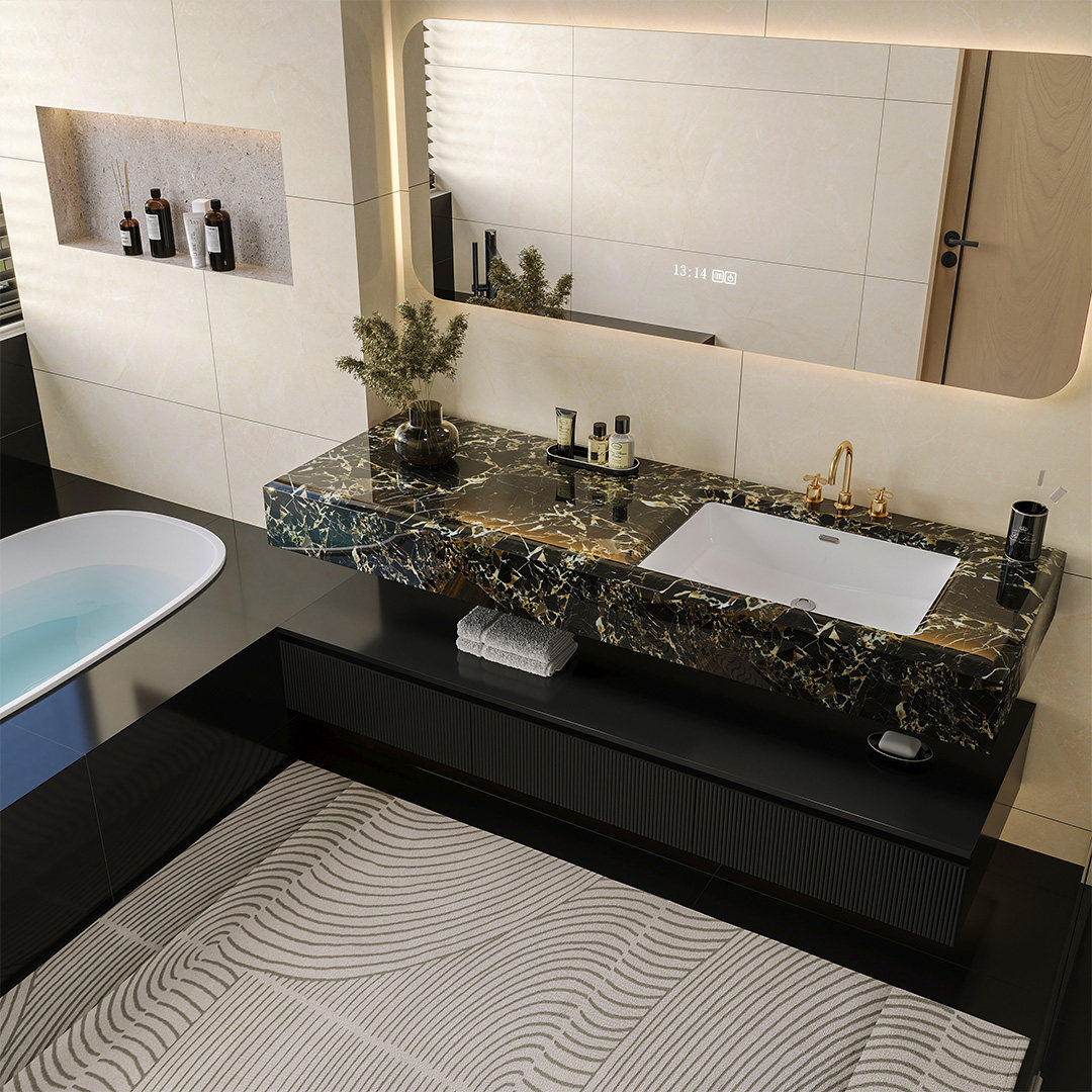 酒店轻奢风浴室柜组合双层洗脸盆洗手台奢石洗漱台实木定制,家装主材,浴室柜组合,淘宝优惠券,粉丝福利购,淘宝优惠卷