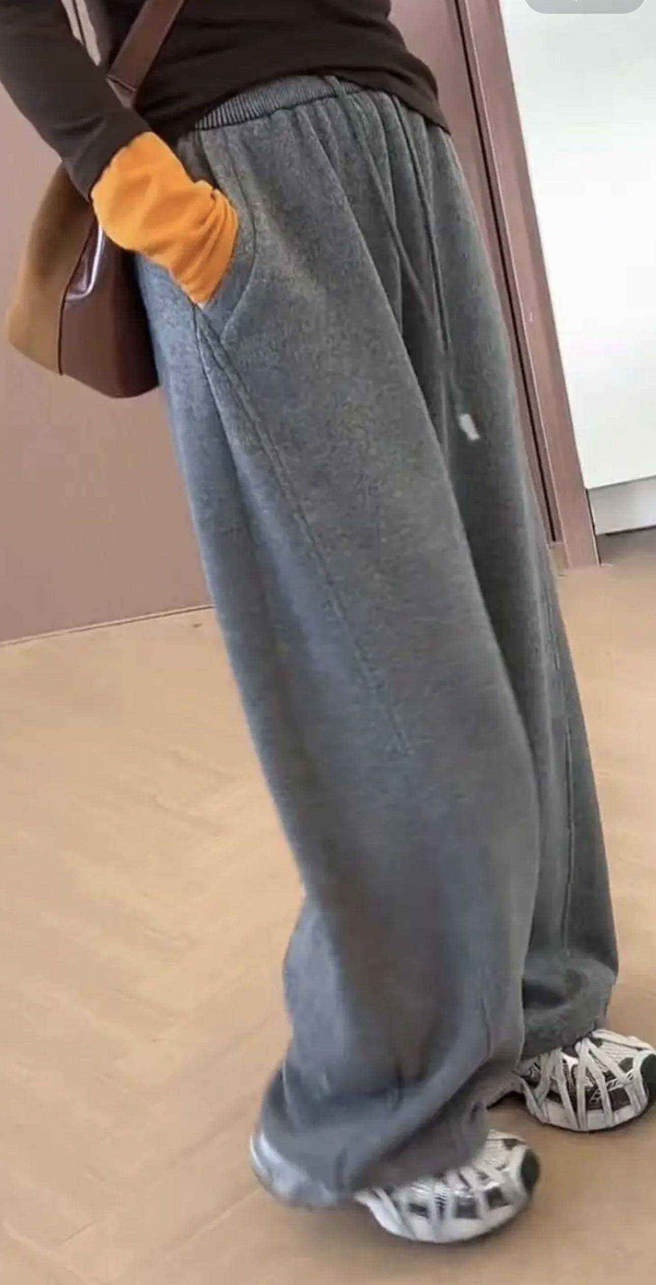 青花瓷休闲拼接加绒阔腿裤,女装/女士精品,大码裤装,淘宝优惠券,粉丝福利购,淘宝优惠卷