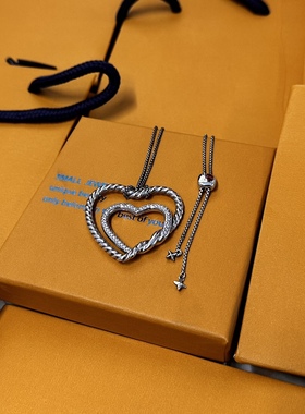 满天星璀璨叠戴双层爱心形项链微镶锆石桃心闪闪短款项链