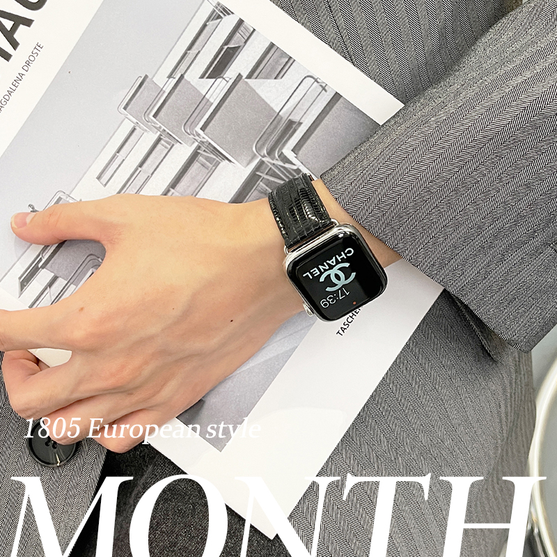 宣人适用iwatch s10苹果手表真蜥蜴皮质表带apple watchs98se76541代Ultra2新款男女轻奢高级感潮牌