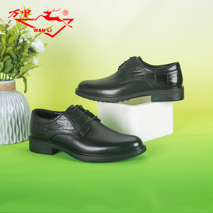 万里新款商务休闲鞋真皮男鞋正装系带单鞋圆头低帮鞋HHT1133DS