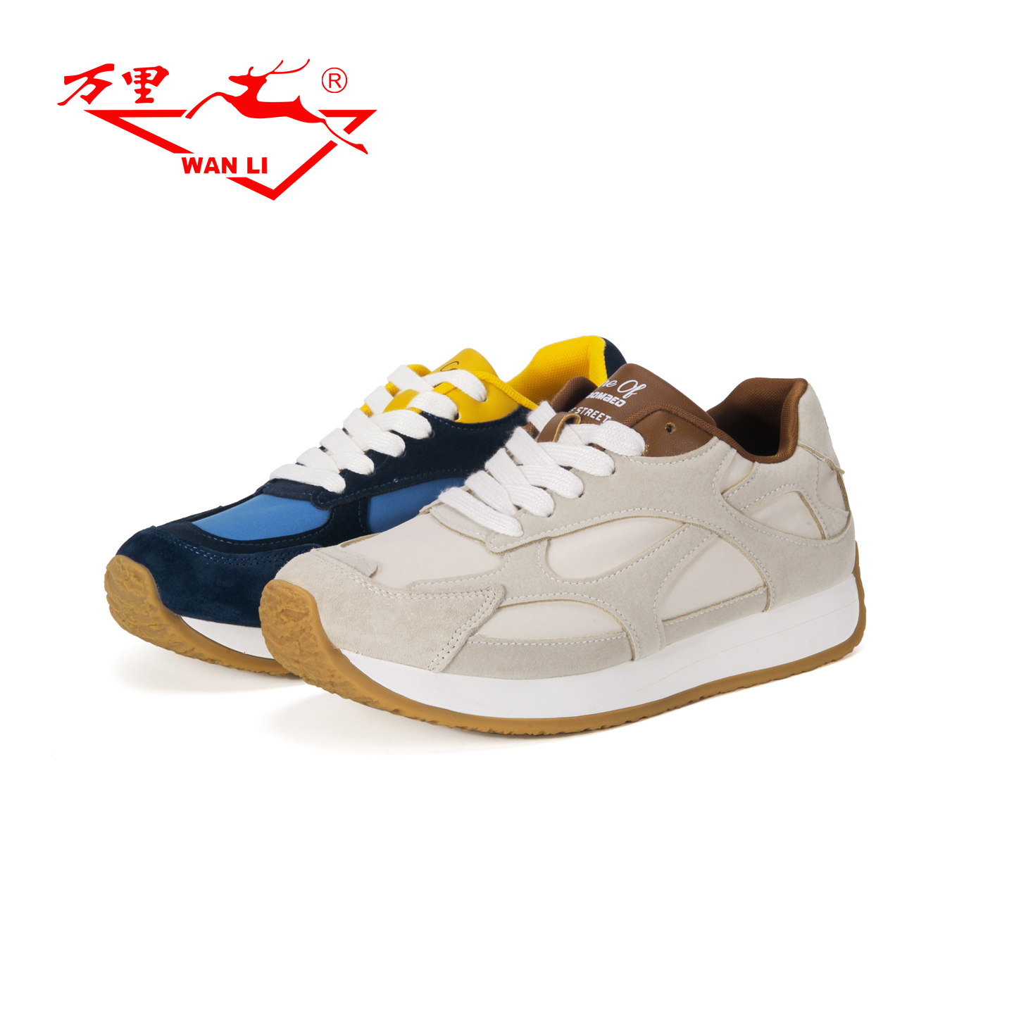 万里新款休闲运动鞋时尚拼色学院风女鞋百搭圆头系带单鞋BGT2358