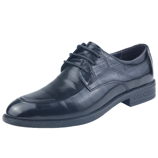 万里新款商务休闲鞋真皮男单鞋百搭圆头系带舒适低帮鞋SET192