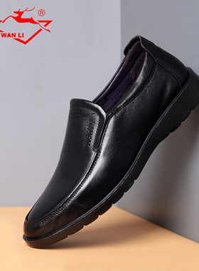 万里男春秋商务休闲皮鞋男士软底软面真皮一脚蹬潮鞋RYT1518K