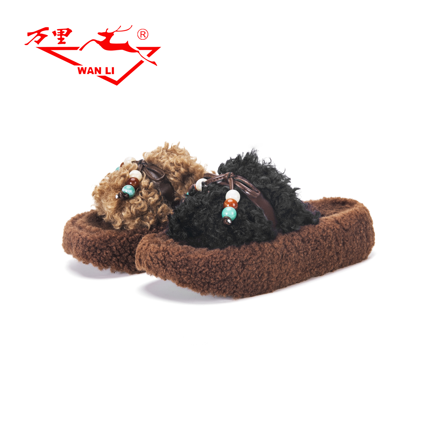 万里秋冬新款棉拖鞋可爱复古居家韩式拖鞋可外穿时尚女鞋BG-47