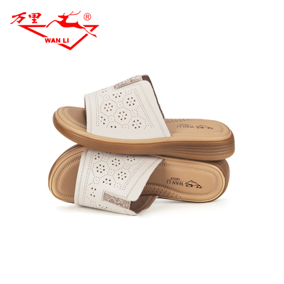 万里新款平底凉拖简约镂空舒适夏季拖鞋漏趾女鞋BPT4383