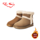 万里新款 短筒女靴BGA6177 雪地靴平底加绒保暖棉鞋 简约经典 时尚