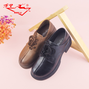 真皮复古百搭粗跟女鞋 万里新款 厚底英伦风单鞋 时尚 HDT2913 休闲鞋