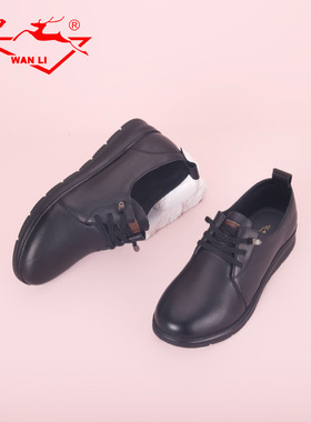 万里新款真皮休闲鞋简约轻便软底女鞋舒适软皮通勤单鞋HPT2182