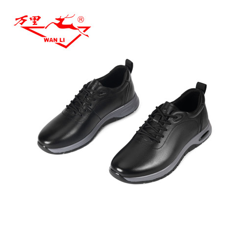 万里新款系带男士休闲运动鞋时尚真皮百搭圆头单鞋EHT1275