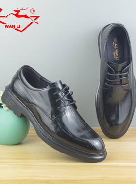 万里新款真皮商务正装鞋时尚轻奢经典系带男鞋低帮休闲鞋HET1053