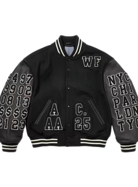 FCG&SS25 Praises Varsity Jacket雪尼尔贴花图案长袖夹克棒球服