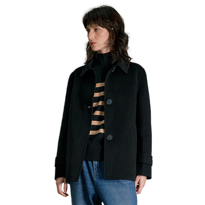 羊毛桑蚕丝混纺毛呢外套商场同款