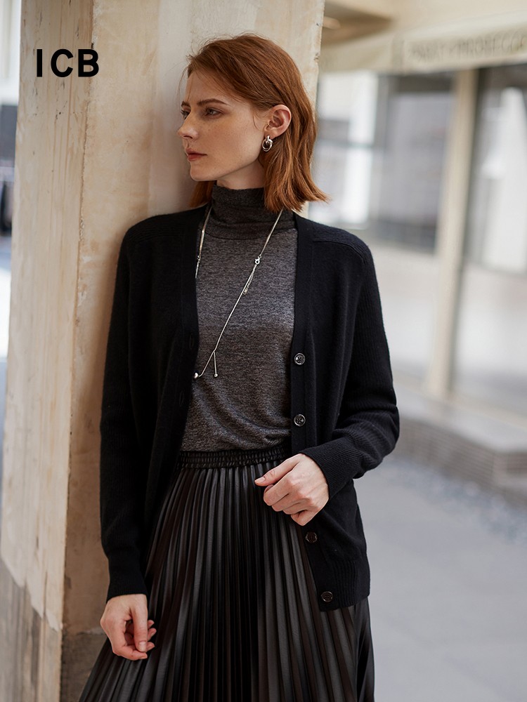 宽松羊绒羊毛混毛衣开衫商场同款